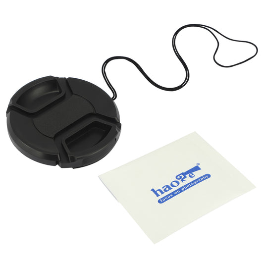 Haoge 58mm Center Pinch Snap On Front Lens Cap Cover with Cap Keeper for Canon Nikon Sony Fujifilm Sigma Tamron and Other 58mm Filter Thread Lens