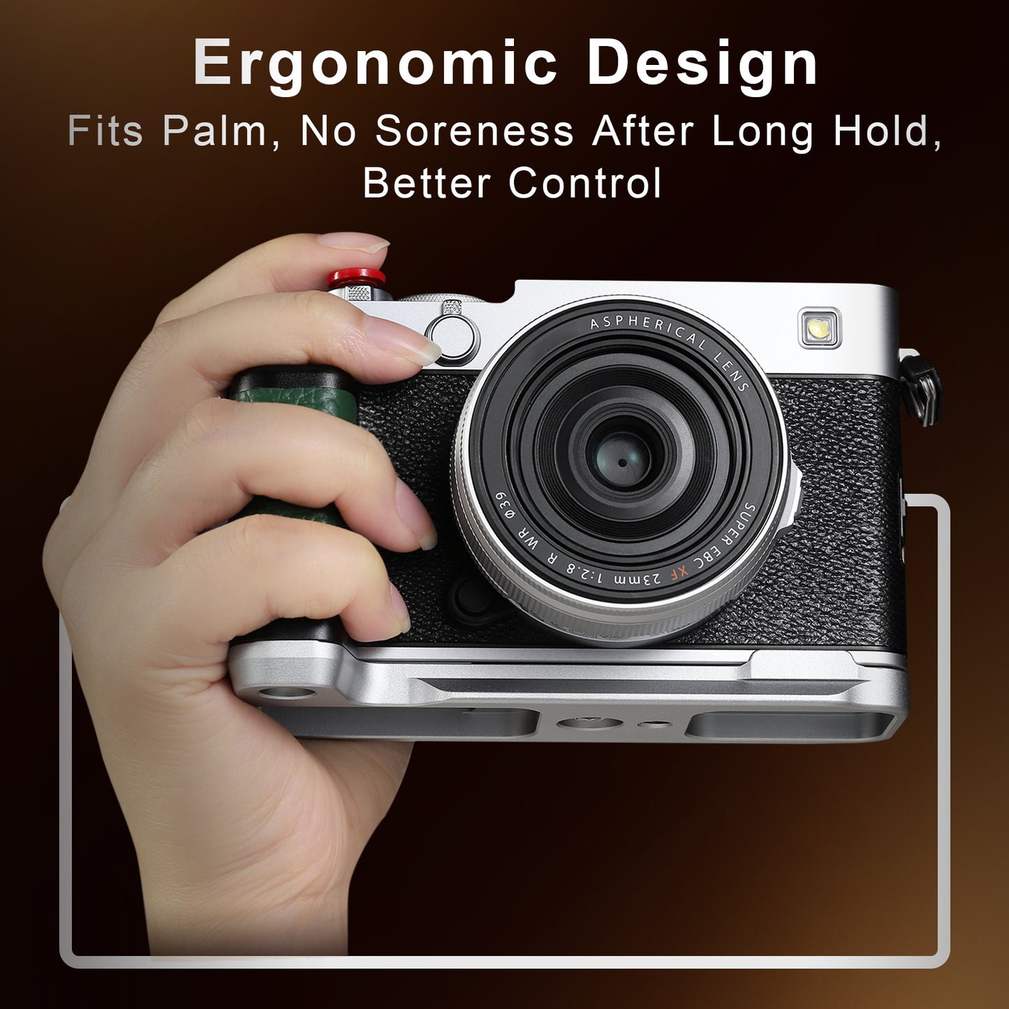 Haoge Handle Leather HandGrip for Fujifilm X-E5 Camera Body L-Shape Grip Bracket Silver With Arca-Swiss standard Plate HG-FUXE5N-S-G Green