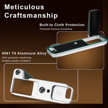 Haoge Handle Leather HandGrip for Fujifilm X-E5 Camera Body L-Shape Grip Bracket Silver With Arca-Swiss standard Plate HG-FUXE5N-S-G Green