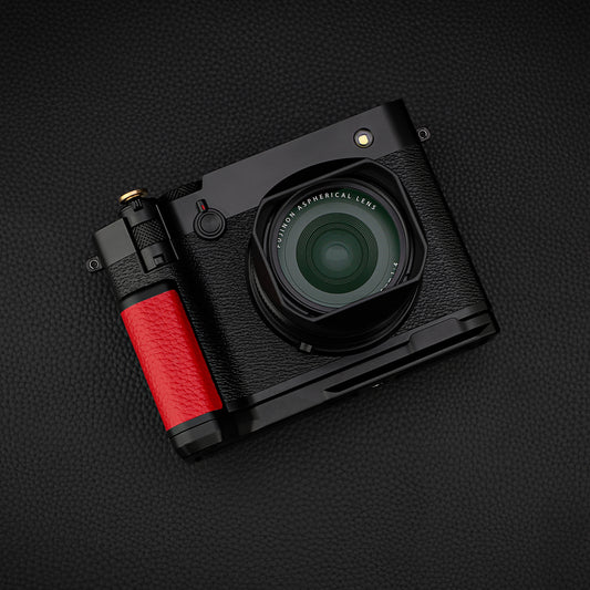 Haoge Handle HandGrip for Fujifilm GFX100RF Camera  Body L-Shape Grip Bracket Red With Arca-Swiss standard Plate