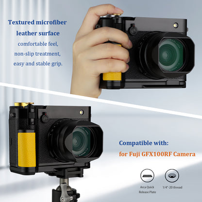 Haoge Handle HandGrip for Fujifilm GFX100RF Camera  Body L-Shape Grip Bracket Yellow With Arca-Swiss standard Plate
