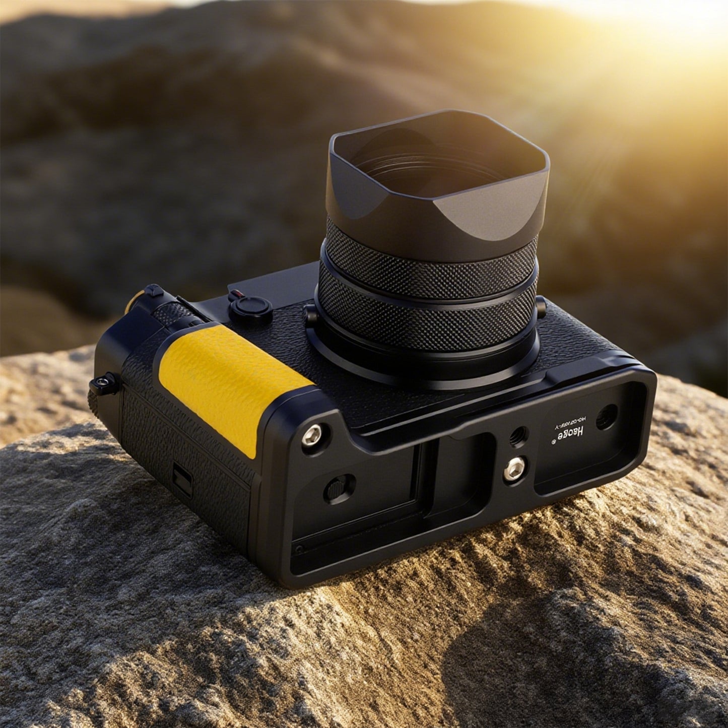 Haoge Handle HandGrip for Fujifilm GFX100RF Camera  Body L-Shape Grip Bracket Yellow With Arca-Swiss standard Plate