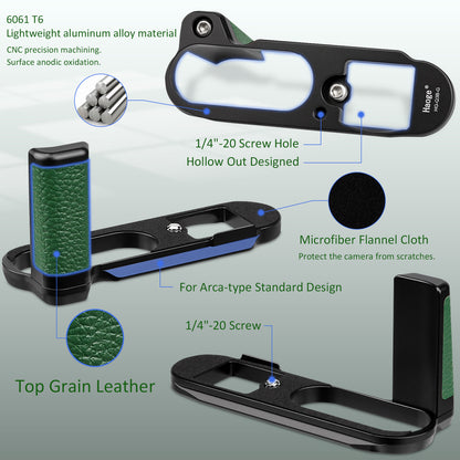 Haoge Handle HandGrip for Leica Q3 Q3-43 Digital Camera Body Accessories L-Shape Grip Bracket Green HG-Q3B-G