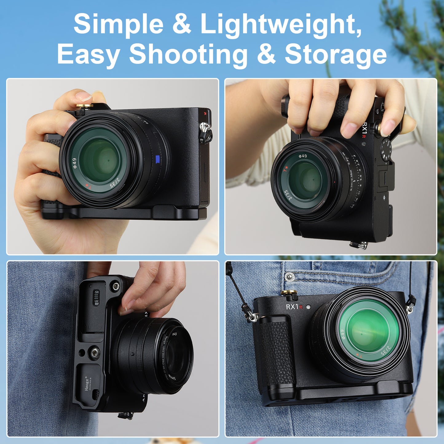 Haoge HG-RX1RIII 滑り止めカメラブラケットホルダーハンドグリップ Sony Cyber​​-shot DSC-RX1R III RX1RM3 RX1RIII フルフレームデジタルカメラ用