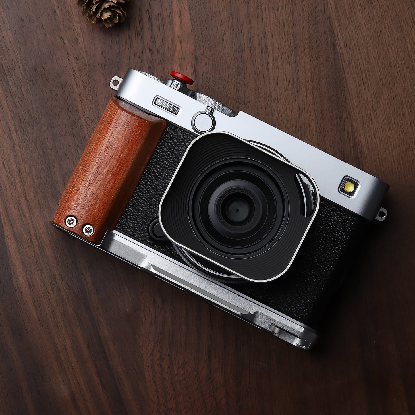 Haoge Wooden Side Handle for Fujifilm X-E5 xe5 Camera - L-Shape Premium Rosewood Grip with Quick Release Plate