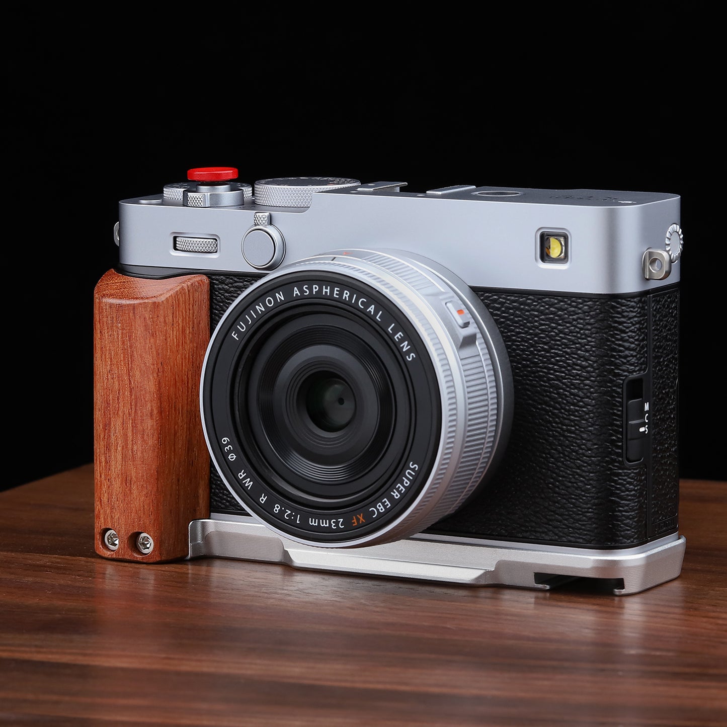 Haoge Wooden Side Handle for Fujifilm X-E5 xe5 Camera - L-Shape Premium Rosewood Grip with Quick Release Plate