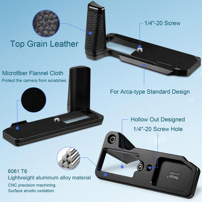 Haoge XM5 Camera Bracket Holder Hand Grip for Fujifilm X-M5 Camera Body L-Shape Grip fit Arca Swiss Kirk RRS Benro Quick Release Plate HG-XM5B