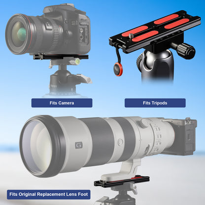Haoge HQR-127 Tripod Arca Plates 127mm Universal Arca Swiss Quick Release Plate for Lens Tripod Ball Head with Hand-Adjustable Stainless Steel Screw of 1/4" and 3/8"  Built-in Strap hole (New Version)