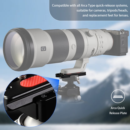Haoge HQR-90 Tripod Arca Plates 90mm Universal Arca Swiss Quick Release Plate for Zoom Lens Tripod Ball Head with Hand-Adjustable Stainless Steel Screw of 1/4" and 3/8"  Built-in Strap hole (New Version)