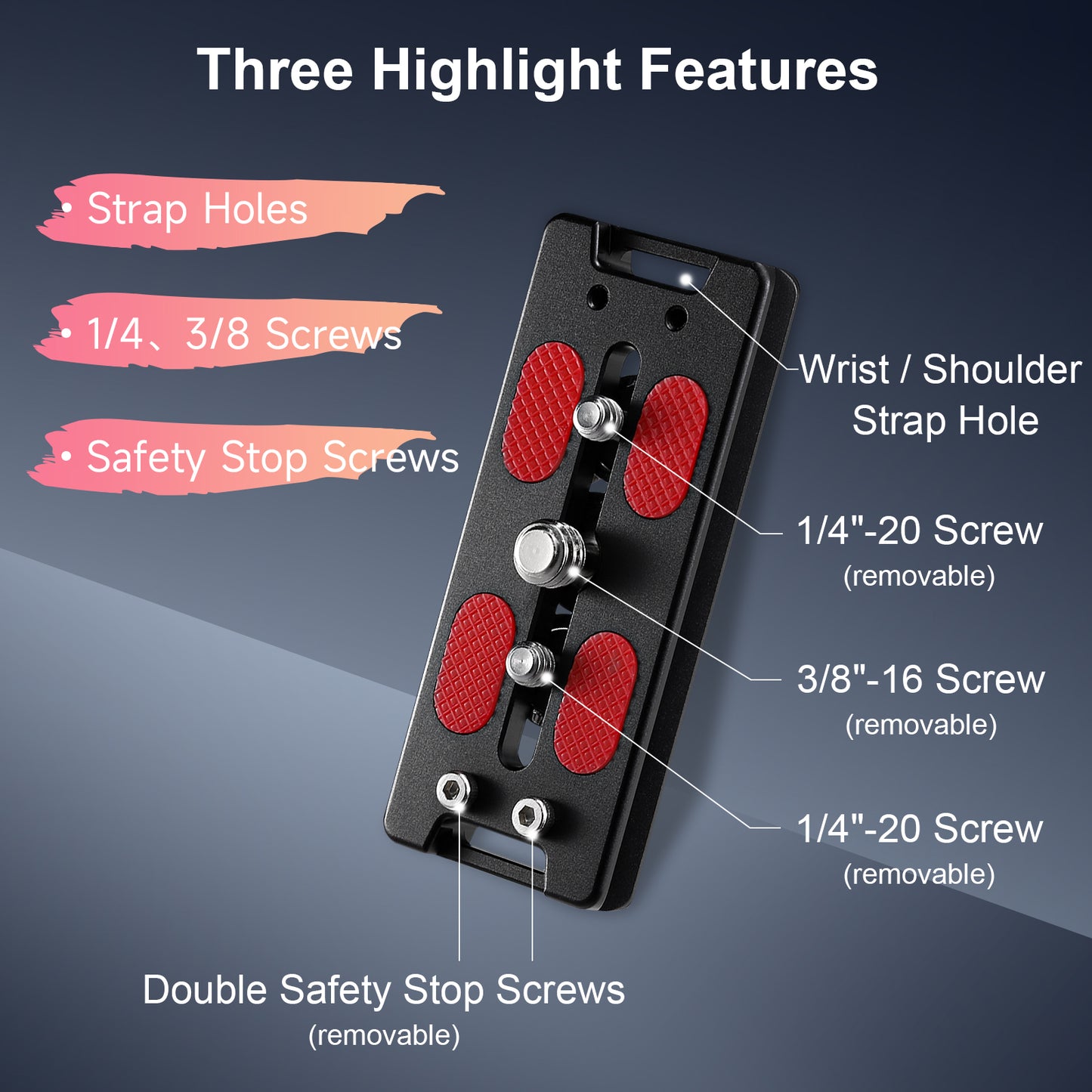 Haoge HQR-90 Tripod Arca Plates 90mm Universal Arca Swiss Quick Release Plate for Zoom Lens Tripod Ball Head with Hand-Adjustable Stainless Steel Screw of 1/4" and 3/8"  Built-in Strap hole (New Version)