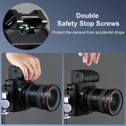 Haoge HQR-90 Tripod Arca Plates 90mm Universal Arca Swiss Quick Release Plate for Zoom Lens Tripod Ball Head with Hand-Adjustable Stainless Steel Screw of 1/4" and 3/8"  Built-in Strap hole (New Version)