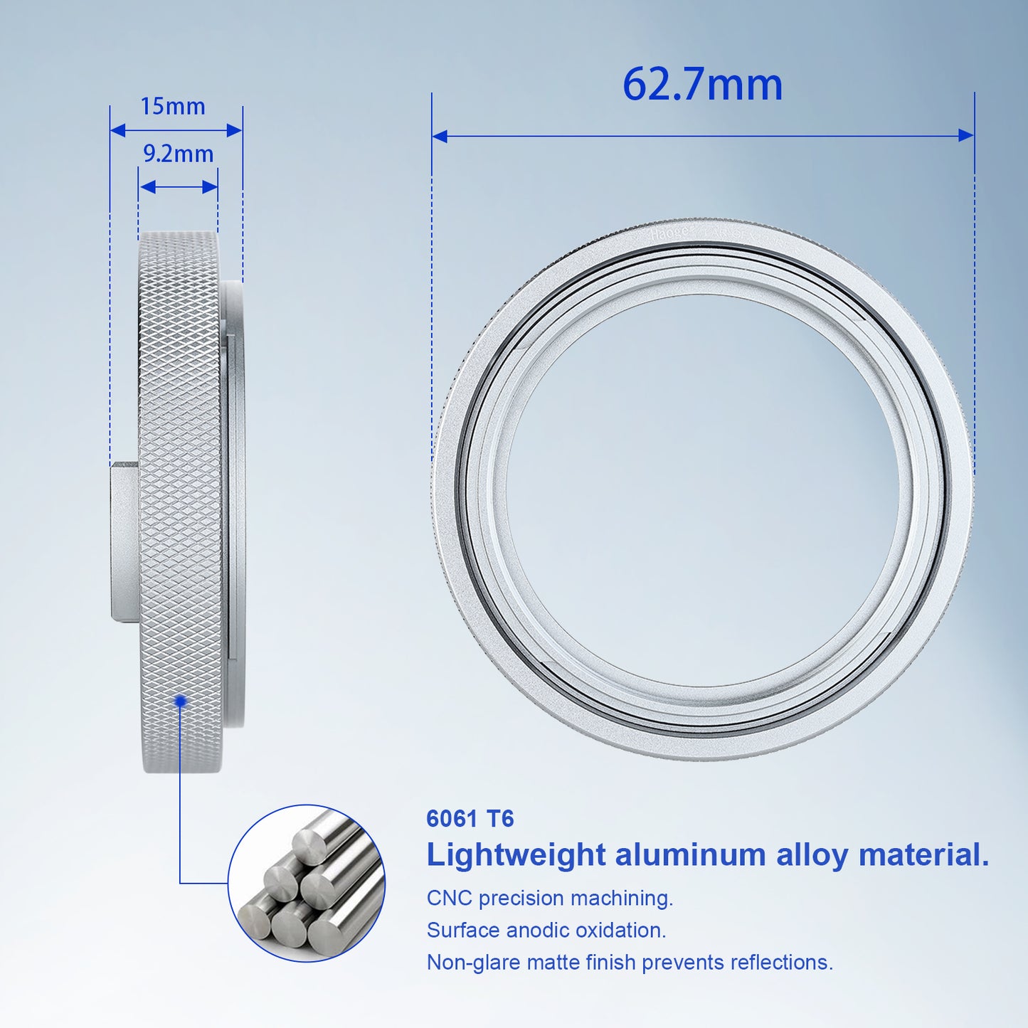 Haoge Adapter Ring for Fujifilm GFX100RF Camera Square Metal Lens Hood Accessories Bayonet Shades Compatible with GFX100RF Original Lens Cap 49mm UV Silver