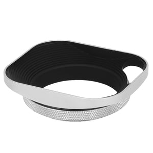 Haoge LH-ES2 49mm Square Metal Screw-in Lens Hood Hollow Out Designed with Cap for Leica Rangefinder Camera with 49mm E49 Filter Thread Lens Silver