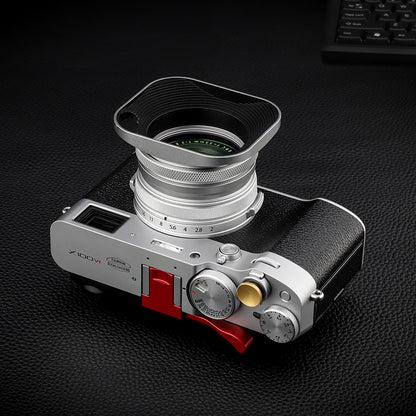 Haoge LH-ES3 Square Metal Lens Hood Hollow Out Designed with 49mm Adapter Ring with Cap for Fujifilm Fuji FinePix X100 X100S X100T X70 X100F X100V X100VI Camera Replaces LH-X100 AR-X100 LH-X70 Silver