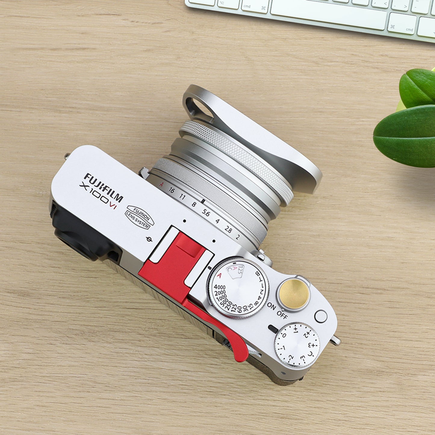 Haoge LH-ES3 Square Metal Lens Hood Hollow Out Designed with 49mm Adapter Ring with Cap for Fujifilm Fuji FinePix X100 X100S X100T X70 X100F X100V X100VI Camera Replaces LH-X100 AR-X100 LH-X70 Silver