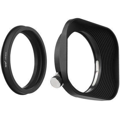 Haoge 52mm Square Metal Lens Hood Shade for Fujifilm XC15-45 mm on XM5 XT50 X-S20 XT30II for Nikon Z 40mm f/2, Z 28mm f/2.8 Len Cemera Body kit Accessories Screw-in Lens Hood fit 52mm UV Filters and Lens Cap
