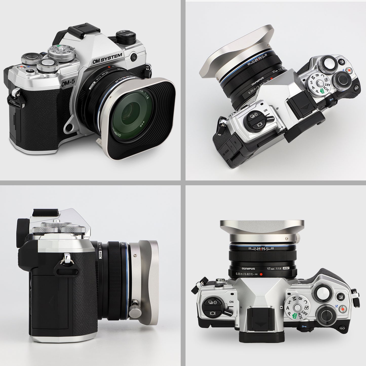 Haoge LH-F48W Square Metal Lens Hood Shade for Olympus M.ZUIKO Digital 17mm f1.8 Lens replace LH-48B Silver