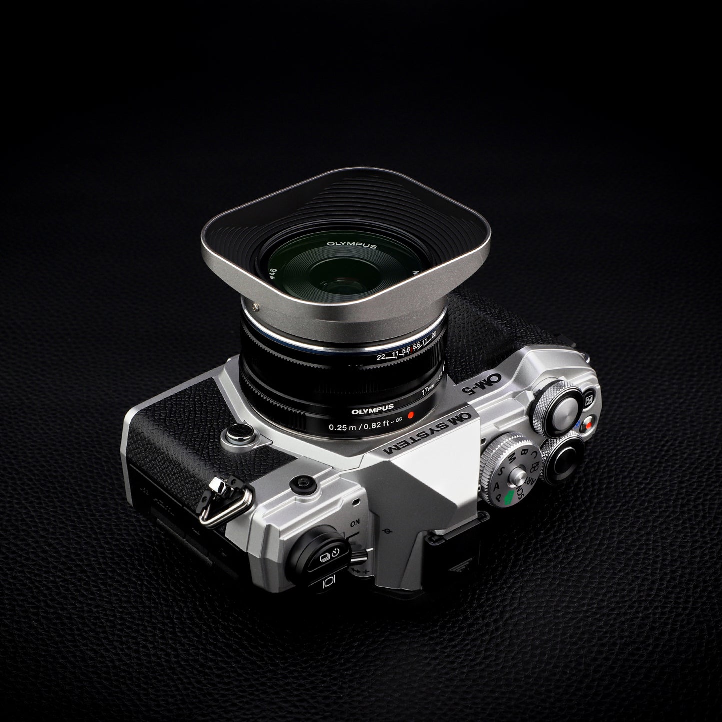 Haoge LH-F48W Square Metal Lens Hood Shade for Olympus M.ZUIKO Digital 17mm f1.8 Lens replace LH-48B Silver