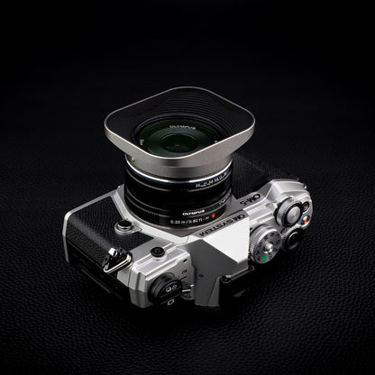 Haoge LH-F48W Square Metal Lens Hood Shade for Olympus M.ZUIKO Digital 17mm f1.8 Lens replace LH-48B Silver
