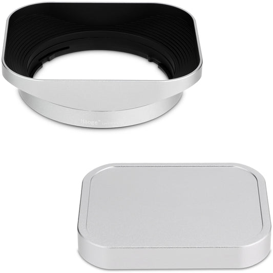Haoge Metal Square Lens Hood With Metal Cap for Fujifilm Fuji GFX 100RF Camera Accessories Silver LH-GFXRFS