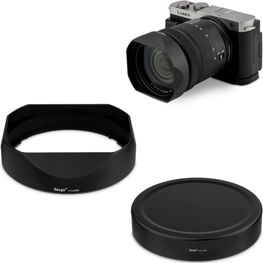 Haoge Square Metal Lens Hood for Panasonic LUMIX S 20-60mm F3.5 - 5.6 Lens With Metal Cap Kit S-R2060 Bayonet shades Accessories