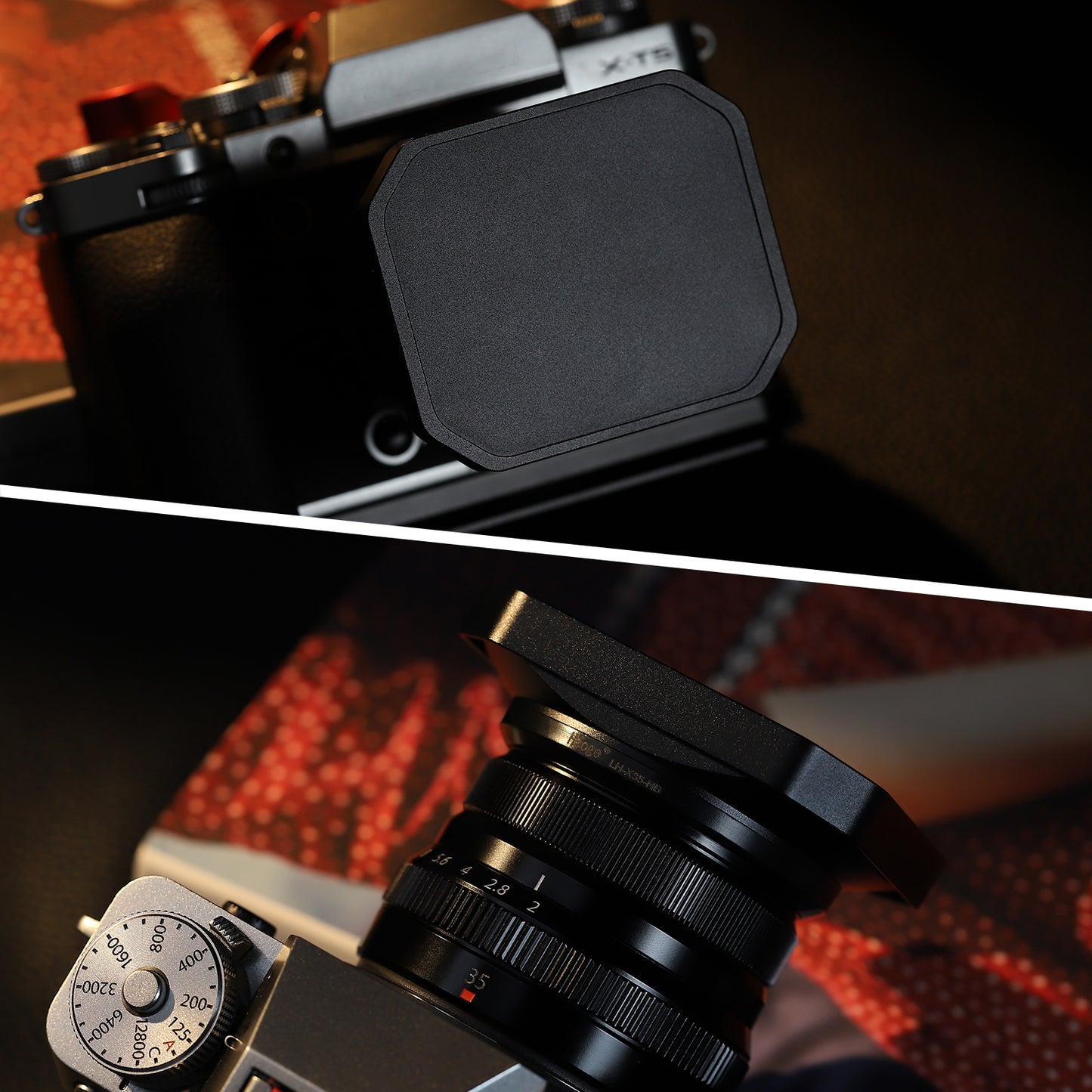 Haoge Metal Square Lens Hood for Fujifilm XF35mm f2 R WR and XF23mm f2 R WR Lens,XC35mm F2 Lens Shade on Fuji X-T5 XT50 XT30III Bayonet  Mount LH-X35-NB