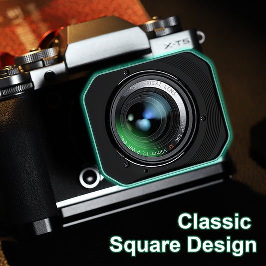 Haoge Metal Square Lens Hood for Fujifilm XF35mm f2 R WR and XF23mm f2 R WR Lens,XC35mm F2 Lens Shade on Fuji X-T5 XT50 XT30III Bayonet  Mount LH-X35-NB