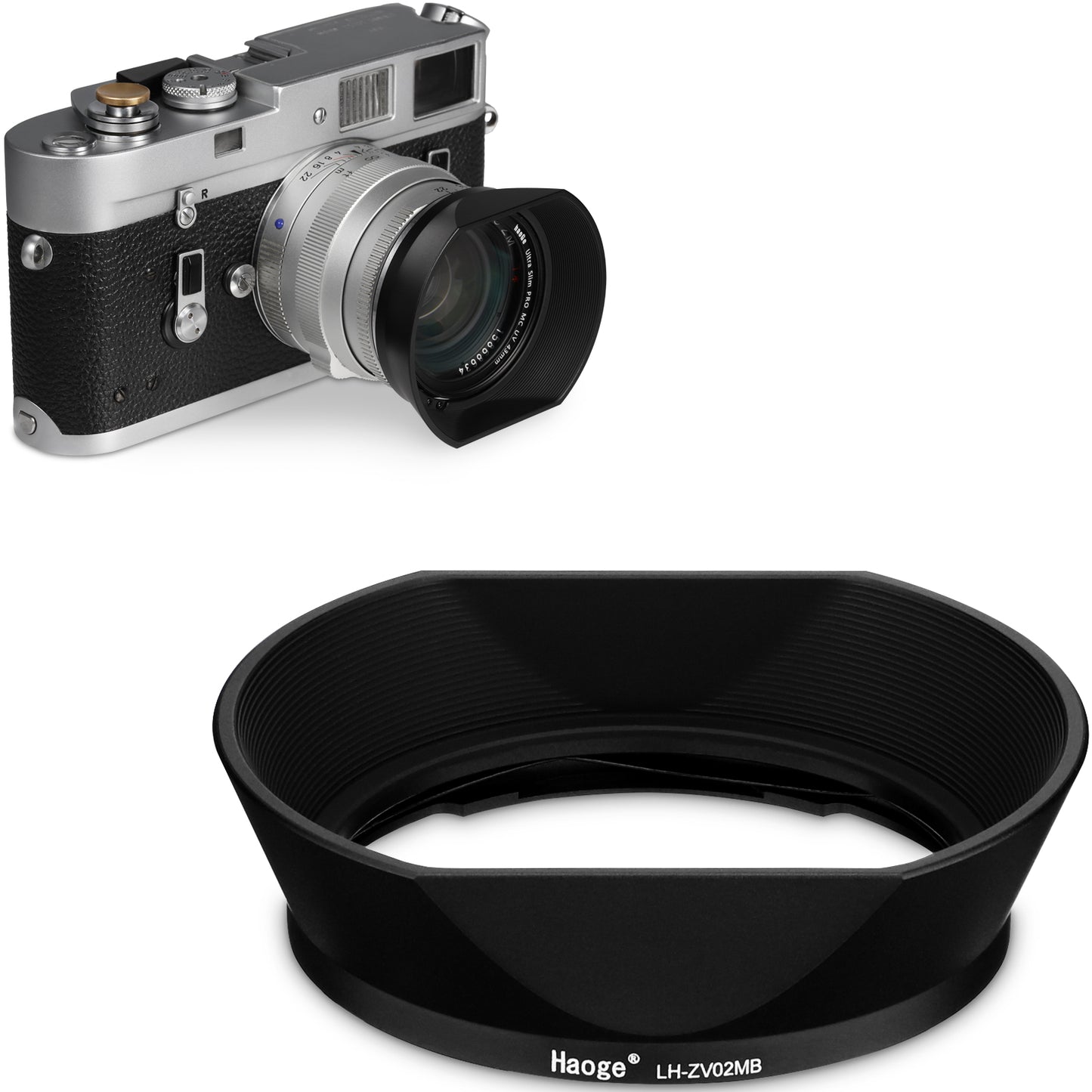 Haoge LH-ZV02MB Square Metal Lens Hood for Voigtlander Nokton 35mm f/1.4 II, 40mm f1.4 VM 50mm f1.5 Aspherical II VM 28mm f1.5,Carl Zeiss Biogon T* 2/35 35mm f2 ZM, C Biogon T* 2.8/35 35mm f2.8 ZM, Planar T* 2/50 50mm f2 ZM Lens