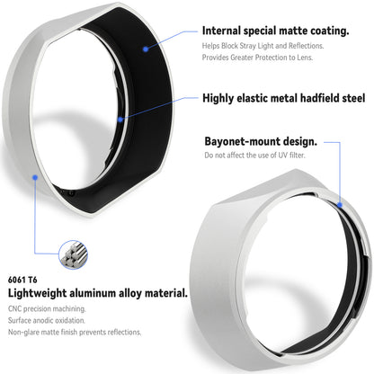Haoge Square Metal Lens Hood for Voigtlander NOKTON 35mm f1.4, 40mm f1.4, 50mm f1.5 Aspherical II 28mm F1.5 VM Lens,Carl Zeiss Biogon T* 2/35 35mm f2 ZM, C Biogon T* 2.8/35 35mm f2.8 ZM, Planar T* 2/50 50mm f2 ZM