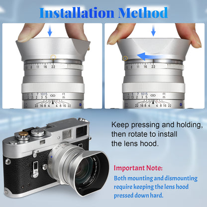 Haoge Square Metal Lens Hood for Voigtlander NOKTON 35mm f1.4, 40mm f1.4, 50mm f1.5 Aspherical II 28mm F1.5 VM Lens,Carl Zeiss Biogon T* 2/35 35mm f2 ZM, C Biogon T* 2.8/35 35mm f2.8 ZM, Planar T* 2/50 50mm f2 ZM