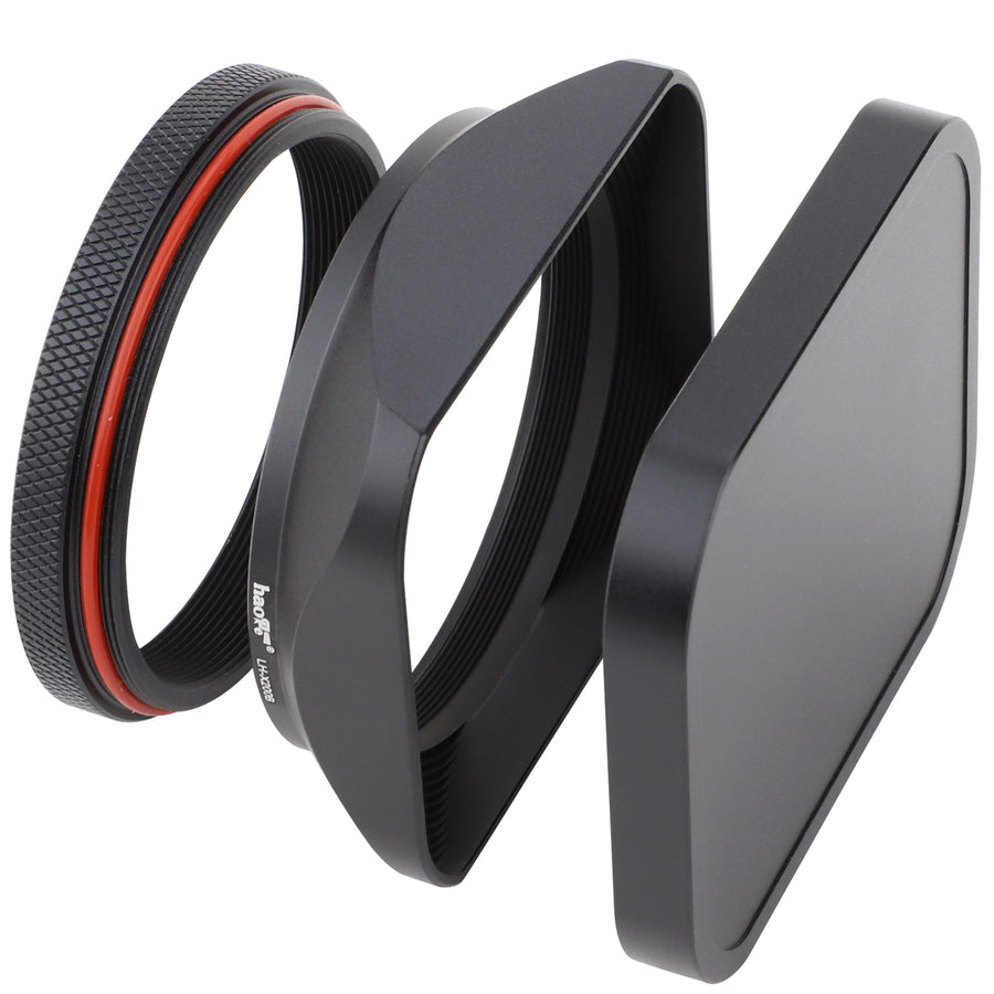 Haoge LH-X200B Square Metal Lens Hood with 49mm Adapter Ring for Fujifilm X100VI Fuji x100vi X100V X100F X100T X100S X100 X70 Fuji Photo Camera Accessories Black