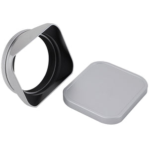 Haoge LH-X200S Square Metal Lens Hood with 49mm Adapter Ring for Fujifilm Fuji X100V X100F X100T X100S X70 Fuji Photo Camera Accessories Silver