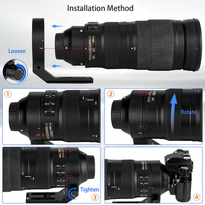 Haoge LMR-N25 Lens Collar Replacement Foot Tripod Mount Ring Stand Base for Nikon AF-S NIKKOR 200-500mm f/5.6E ED VR Lens built-in Arca Type Quick Release Plate