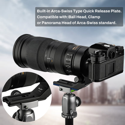 Haoge LMR-N25 Lens Collar Replacement Foot Tripod Mount Ring Stand Base for Nikon AF-S NIKKOR 200-500mm f/5.6E ED VR Lens built-in Arca Type Quick Release Plate