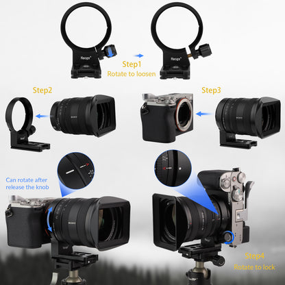Haoge Lens Collar Foot Tripod Mount Ring Stand Base for Sony FE 100mm F2.8 Macro GM OSS Lens built-in Arca Type Quick Release Plate