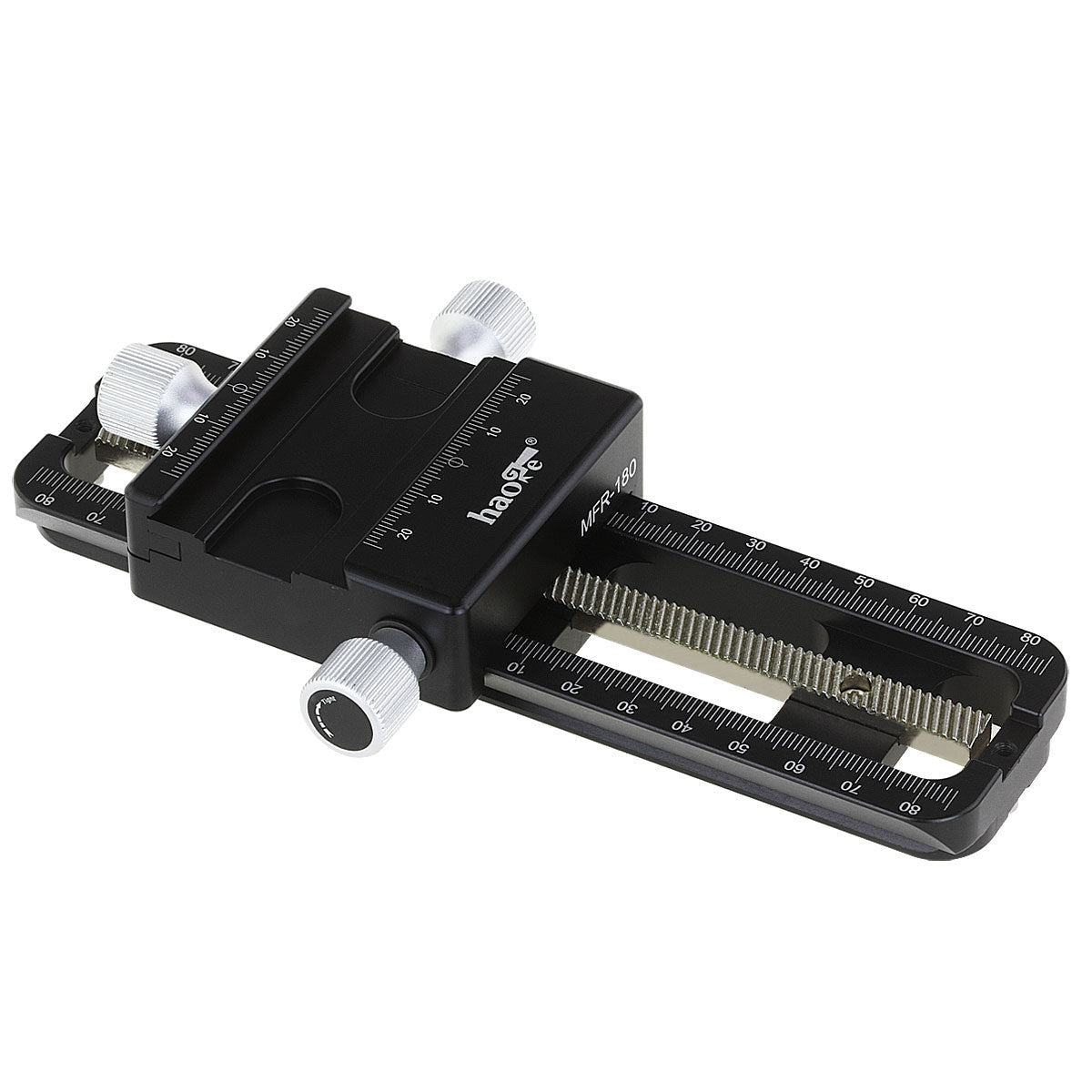 Haoge MFR-180 Macro Focusing Rail Slider for Precision Focus Stacking Nodal Slide Macro Close-up Photography built-in Arca type Quick Release Clamp and Arca Dovetail Groove