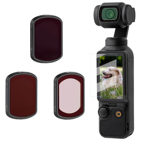 Haoge 3-Pack ND Filter Set for DJI Osmo Pocket 3,with ND8 ND64 ND256 Filters and LCD Screen Protector,Filter kit Vlog Video Accessory,Multi-Coated HD Optical Glass