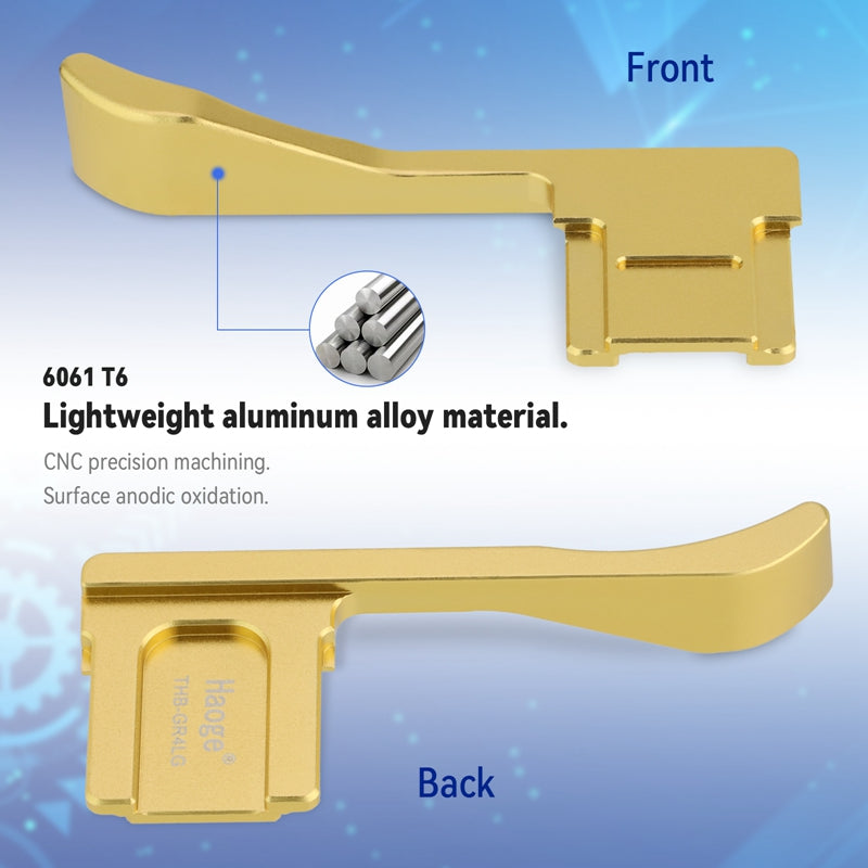 Haoge  Metal Thumb Up Rest Hand Grip for RICOH GR III GR3 GRIIIX GR3 X HDF Camera Accessories Gold  Hot Shoe Thumb Up THB-GR4LG