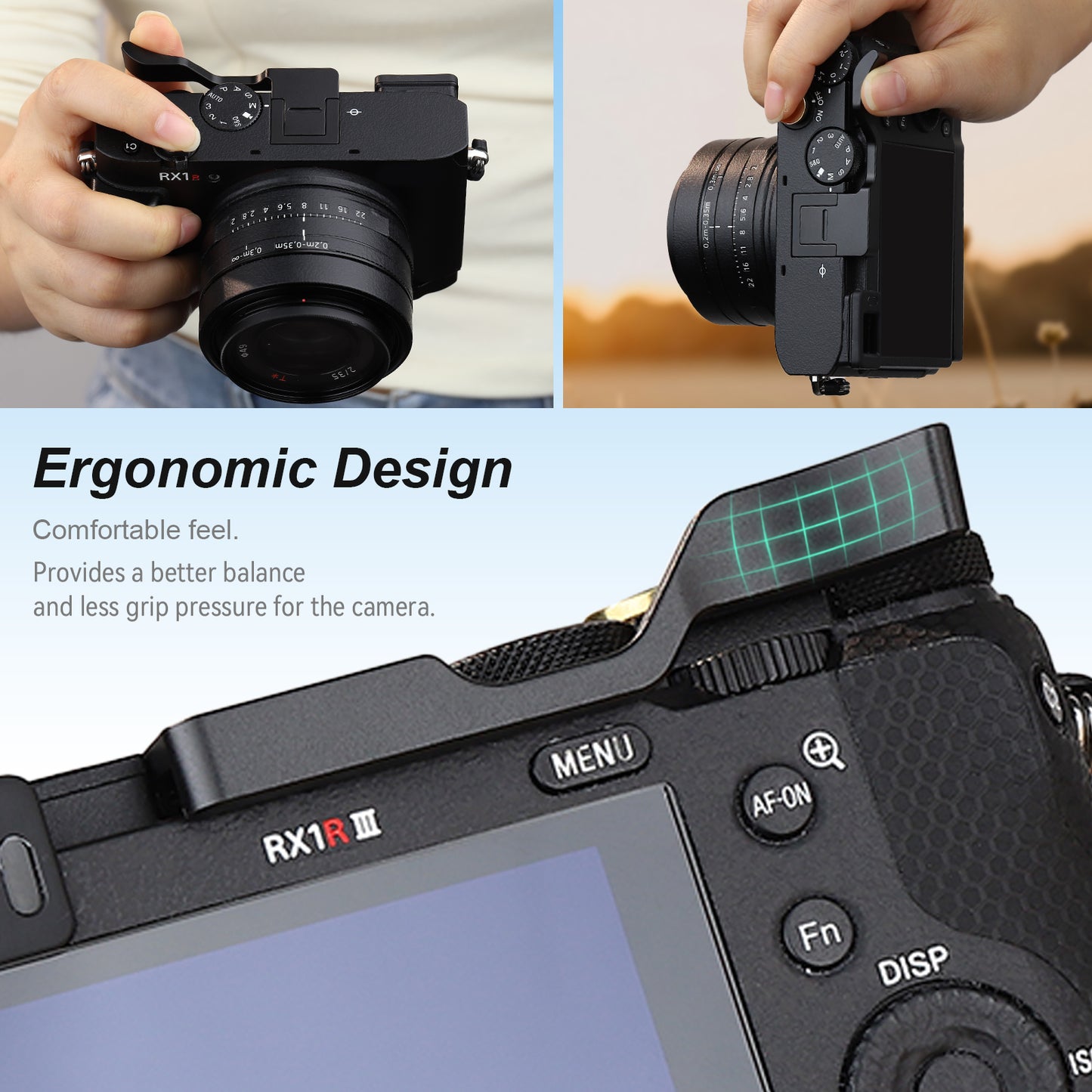 Haoge サムハンドグリップ Sony RX1R III カメラアクセサリー メタルホットシュー rx1r iii m3 サムアップレスト ハンドグリップ THB-RX1RIII-B ブラック