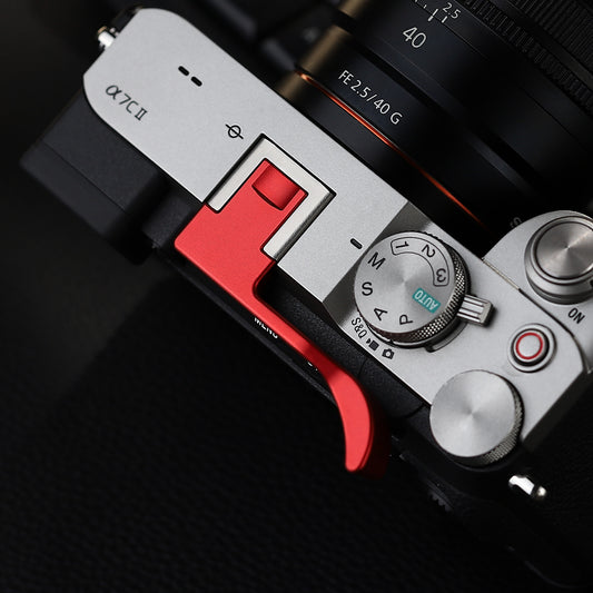 Haoge Thumb Hand Grip for Sony α7Cii,A7CR Camera Accessories Red Metal Hot Shoe Thumb Up Rest Hand Grip THB-S7CR-R