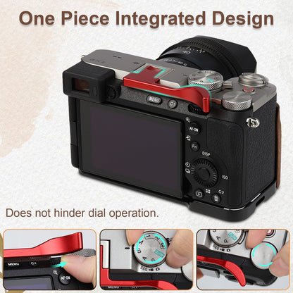 Haoge Thumb Hand Grip for Sony α7Cii,A7CR Camera Accessories Red Metal Hot Shoe Thumb Up Rest Hand Grip THB-S7CR-R