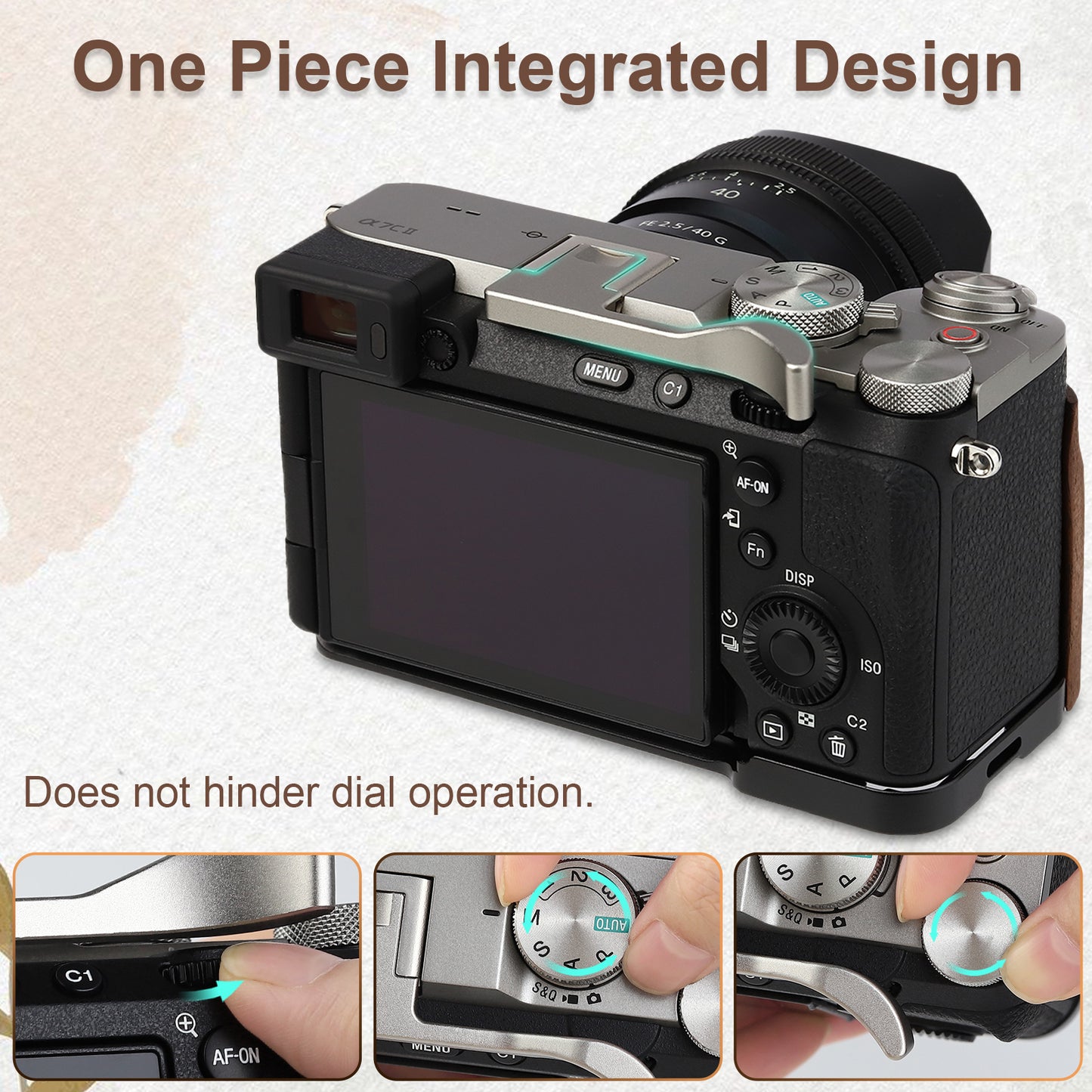 Haoge Metal Hot Shoe Thumb Up Rest Hand Grip for Sony A7CII,a7CR,Camera Accessories Silver THB-S7CR-S