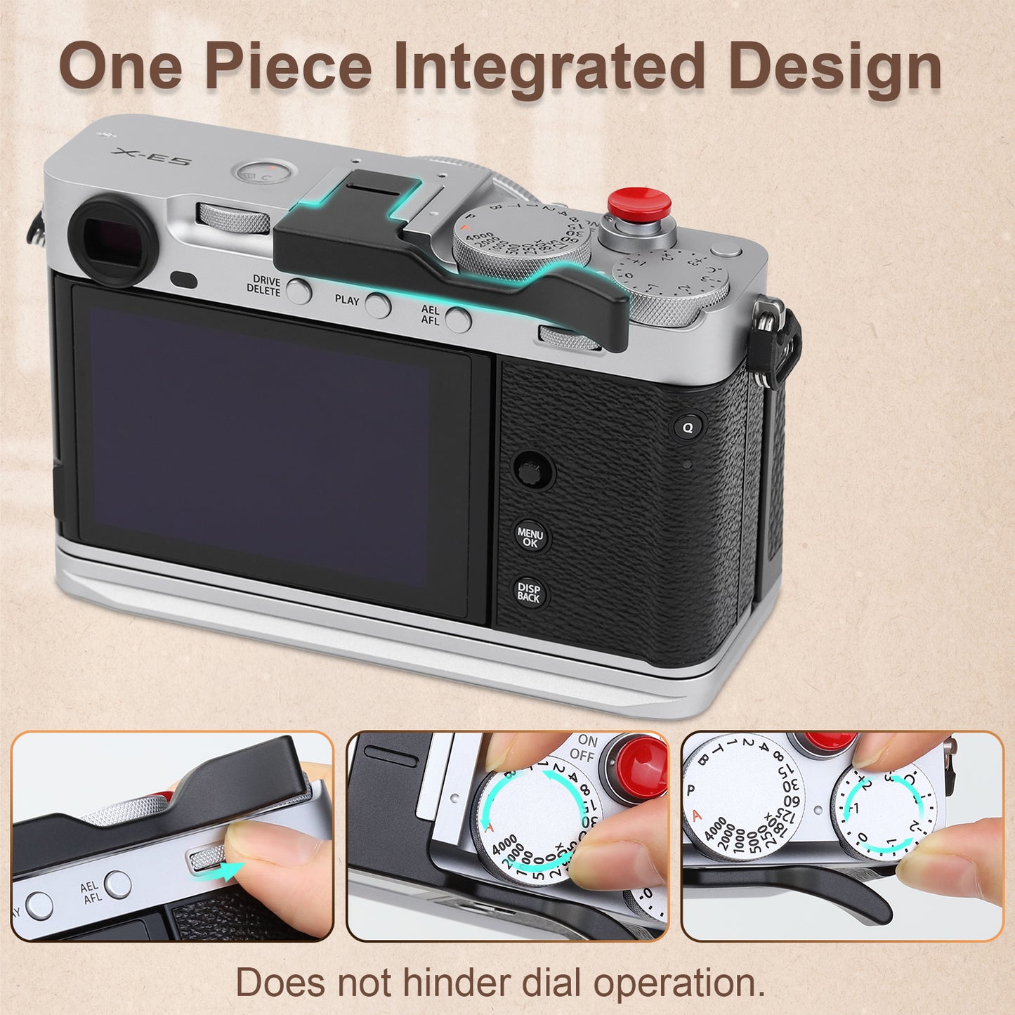 Haoge Metal Thumb Up Grip for Fujifilm XE5 Camera Digital AccessoriesTHB-XE5-B Hot Shoe Thumb Up Rest Support Handgrip Black