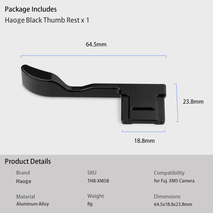 Haoge Metal Thumb Up Grip for Fujifilm X-M5 XM5 Camera Digital AccessoriesTHB-XM5B Hot Shoe Thumb Up Rest Support Handgrip Black