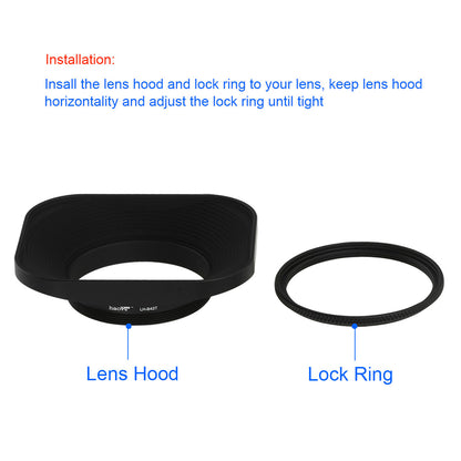 Haoge 43mm Universal Square Metal Screw-in Mount Lens Hood Shade for Leica D-LUX 8 dlux8  Camera and Other 43mm Filter Thread Lens