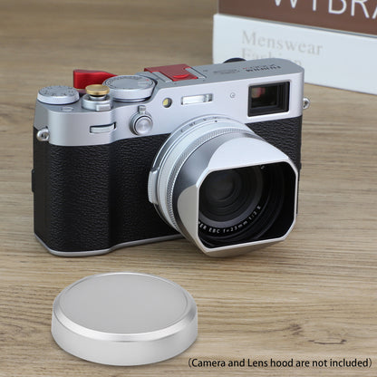 Haoge Metall-Objektivdeckel für Fujifilm Fuji X100VI X100V Kamera, Silber, kompatibel mit Haoge LH-X54W Gegenlichtblende-Deckel (X54W)
