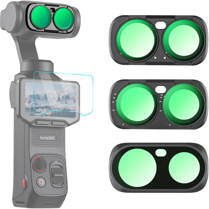 Haoge Magnetic Filter Kit for Insta360 Luna Ultra,Includes CPL Polarizer,Black Mist 1/4Filter,Variable ND Filter ND2-32(3-Pack)