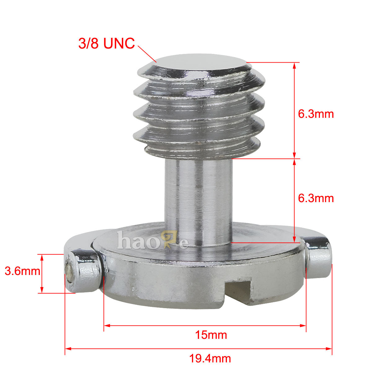 Haoge 3/8" D-Ring Stainless Steel Mounting Fixing Screw for Camera Tripod Monopod Quick Release Plate