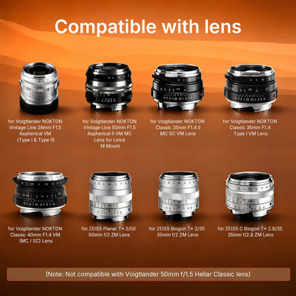 Haoge New Square Metal Lens Hood for Carl Zeiss Biogon T* 2/35 35mm f2 ZM, C Biogon T* 2.8/35 35mm f2.8 ZM, Planar T* 2/50 50mm f2 ZM Lens Black with Cap LH-ZVM02-NB+Cap-ZV02-NB