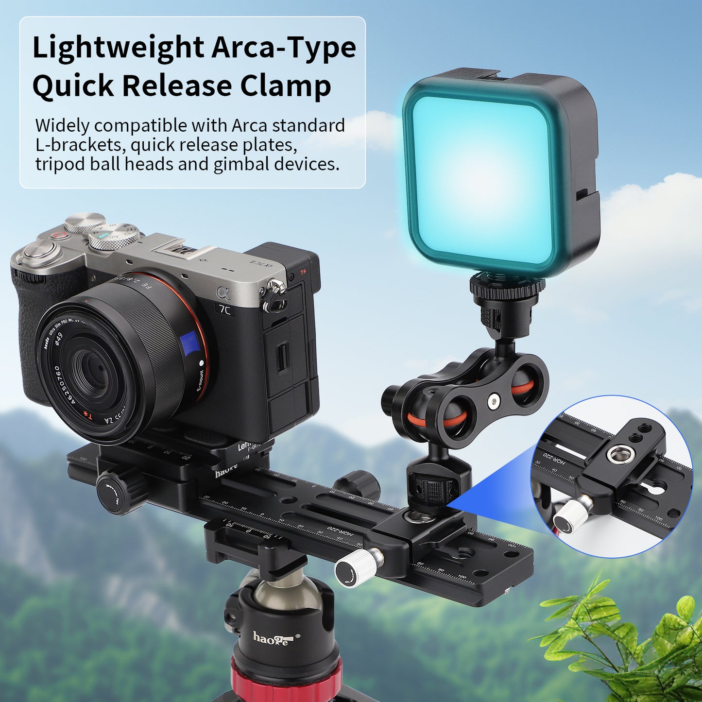 Haoge Lightweight Arca QR Clamp 1/4 Inch Hole QD Port for Magpul QD Sling,Compatible with Arca Standard Camera L Bracket Quick Release Plates CP-29QD
